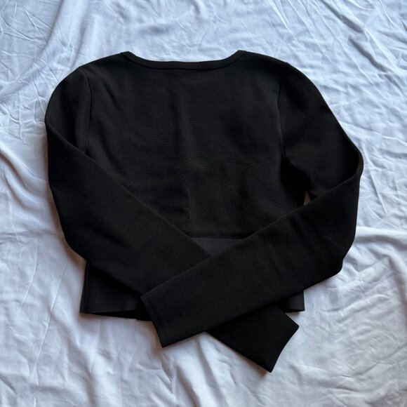 Alexander Wang Black Long Sleeve Crop Top with Logo Elastic - Picture 4 of 8